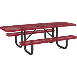 Global Industrial 8' Picnic Table, ADA Compliant, Expanded Metal, Red