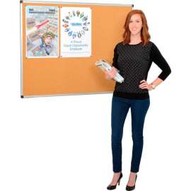 Global Industrial Cork Bulletin Board - 5' x 3' - Aluminum Frame
