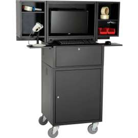 Global Industrial Mobile Fold-Out Computer Cabinet, Black, Unassembled