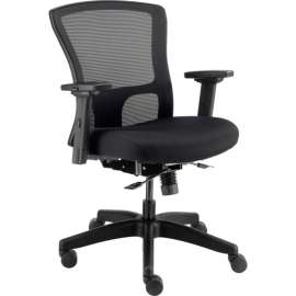Interion 24 Hour Mesh Back Chair w/ Mid Back & Adjustable Arms, Fabric, Black