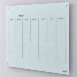 Global Industrial Glass Calendar Dry Erase Board, 48"W x 36"H
