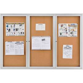 Global Industrial; Enclosed Cork Bulletin Board - 72"W x 48"H - 3 Door