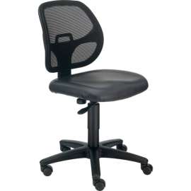 Interion Mesh Office Chair With Mid Back, Vinyl, Black