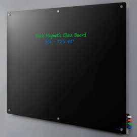 Global Industrial Magnetic Glass Dry Erase Board - 72 x 48" - Black