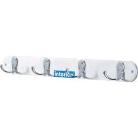 Interion 20"W Coat Rack with 4 Double Prong Hooks - Silver
