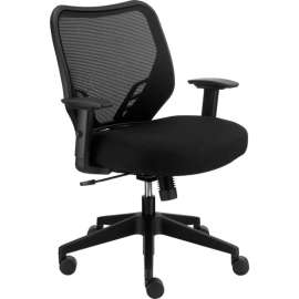 Interion Office Chair Memory Foam With Mid Back & Adjustable Arms, Fabric, Black