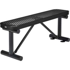 Global Industrial 4' Outdoor Steel Flat Bench, Expanded Metal, Black