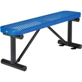 Global Industrial 4' Outdoor Steel Flat Bench, Expanded Metal, Blue