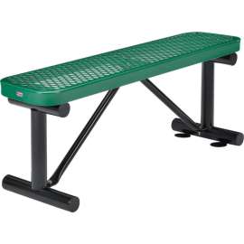 Global Industrial 4' Outdoor Steel Flat Bench, Expanded Metal, Green