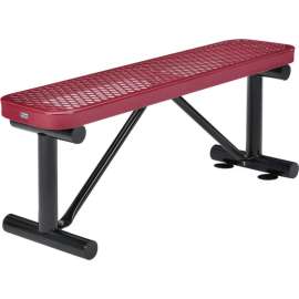 Global Industrial 4' Outdoor Steel Flat Bench, Expanded Metal, Red