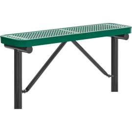 Global Industrial 4' Outdoor Steel Flat Bench, Perforated Metal, In Ground Mount, Green