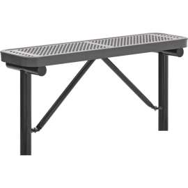 Global Industrial 4' Outdoor Steel Flat Bench, Perforated Metal, In Ground Mount, Gray