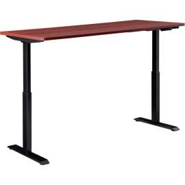 Interion Electric Height Adjustable Desk, 60"W x 30"D, Mahogany W/ Black Base