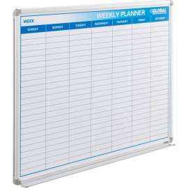 Global Industrial Weekly Calendar Whiteboard, Steel Surface, 48"W x 36"H