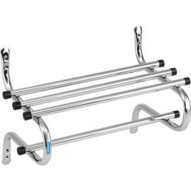 Interion Wall Mount Coat & Towel Rack With Shelf, 24"W, Chrome
