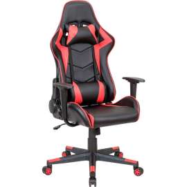 Interion Gaming Chair, Antimicrobial, High Back, Black/Ruby Red