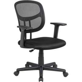 Interion Mesh Back Office Chair with Lumbar Support, Fabric Seat, Black