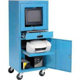 Global Industrial Mobile Computer Cabinet, Blue, Unassembled