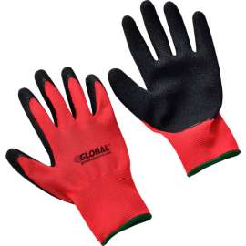 Global Industrial Crinkle Latex Coated Gloves, Red/Black, Medium, 1-Pair