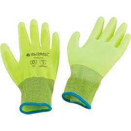 Global Industrial Flat Polyurethane Coated Gloves, Hi-Viz Lime, X-Large