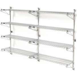 Nexel Chrome Wall Mount Wire 4 Shelf Add-Ons, 72"W x 24"D x 63"H