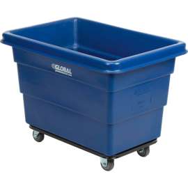 Global Industrial Plastic Bulk Box Truck, 6 Bushel, Steel Chassis Base, Blue
