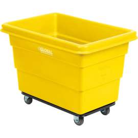 Global Industrial Plastic Bulk Box Truck, 6 Bushel, Steel Chassis Base, Yellow