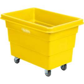Global Industrial Plastic Bulk Box Truck, 6 Bushel, Direct Mount Base, Yellow