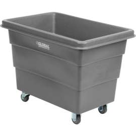 Global Industrial Plastic Bulk Box Truck, 8 Bushel, direct mount base Gray