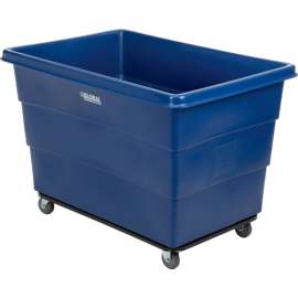 Global Industrial Plastic Bulk Box Truck, 20 Bushel, Steel chassis Base, Blue