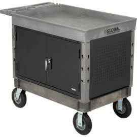 Global Industrial Utility Cart w/2 Tray Shelves & 8" Casters, 44"L x 25-1/2"W x 32-1/2"H