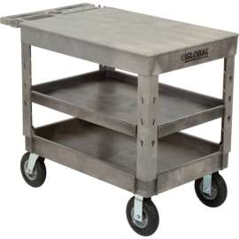 Global Industrial Flat Top Utility Cart w/3 Shelves, 44"L x 25-1/2"W x 35-1/2"H, Gray