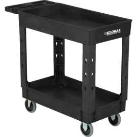 Global Industrial Utility Cart w/2 Shelves, 500 lb. Cap, 38"L x 17-1/2"W x 32-1/2"H, Black