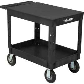 Global Industrial Flat Top Utility Cart w/2 Shelves, 44"L x 25-1/2"W x 35-1/2"H, Black