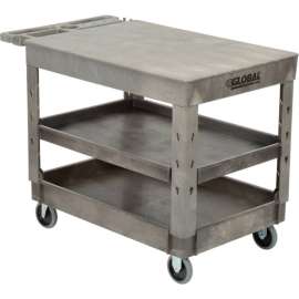 Global Industrial Flat Top Utility Cart w/3 Shelves, 44"L x 25-1/2"W x 32-1/2"H, Gray