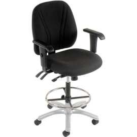 Interion Manager Stool With Arms - Fabric - 360° Footrest - Black