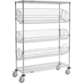 Adjustable Mobile Wire Bin Rack - 36"W x 24"D x 69"H