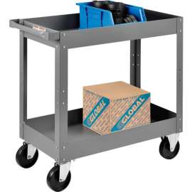 Global Industrial Steel Stock Cart w/2 Shelves, 500 lb. Capacity, 30"L x 16"W x 32"H