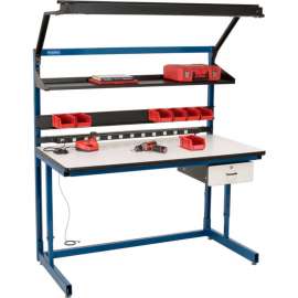Global Industrial Bench-In-A-Box Cantilever Workbench, ESD Laminate Top, 60"Wx30"D, Blue