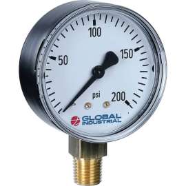 Global Industrial 2" Pressure Gauge, 100 PSI, 1/4" NPT LM, Steel