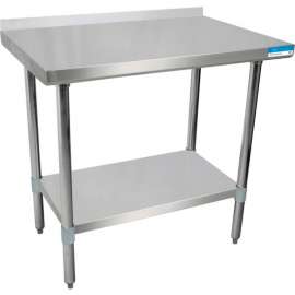 BK Resources Workbench W/Undershelf, 18 Ga. 430 Series Stainless, 1-1/2" Backsplash, 72"Wx24"D