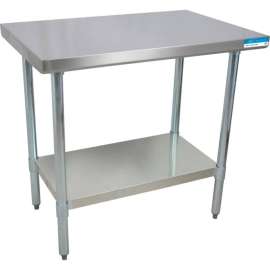 BK Resources Workbench W/Undershelf, 18 Ga. 430 Series Stainless, Galv. Shelf, 72"Wx18"D