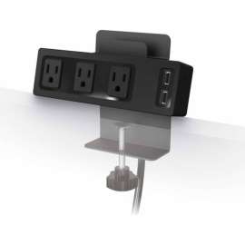 Balt 66675 Desktop Clamp-on AC Power Outlet and 2.1A USB Charging Hub with Tablet Stand