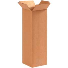 Global Industrial Tall Cardboard Corrugated Boxes, 4"L x 4"W x 12"H, Kraft
