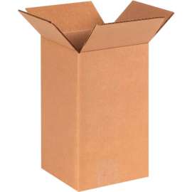 Global Industrial Tall Cardboard Corrugated Boxes, 6"L x 6"W x 10"H, Kraft