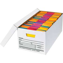 Global Industrial Auto Lock File Storage Boxes w/ Lid, 24"L x 12"W x 10"H, White