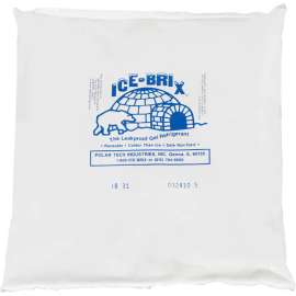 Ice-Brix Cold Packs, 32 Oz., 8"L x 8"W x 1-1/2"H, White/Blue, 9/Pack