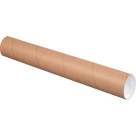 Mailing Tubes With Caps, 3" Dia. x 36"L, 0.07" Thick, Kraft, 24/Pack