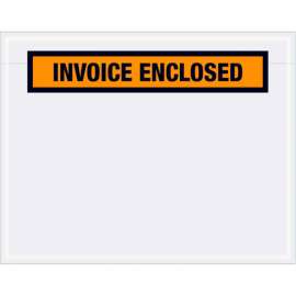 Panel Face Envelopes, "Invoice Enclosed" Print, 5-1/2"L x 7"W, Orange, 1000/Pack
