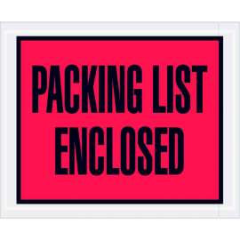Full Face Envelopes, "Packing List Enclosed" Print, 5-1/2"L x 4-1/2"W, Red, 1000/Pack